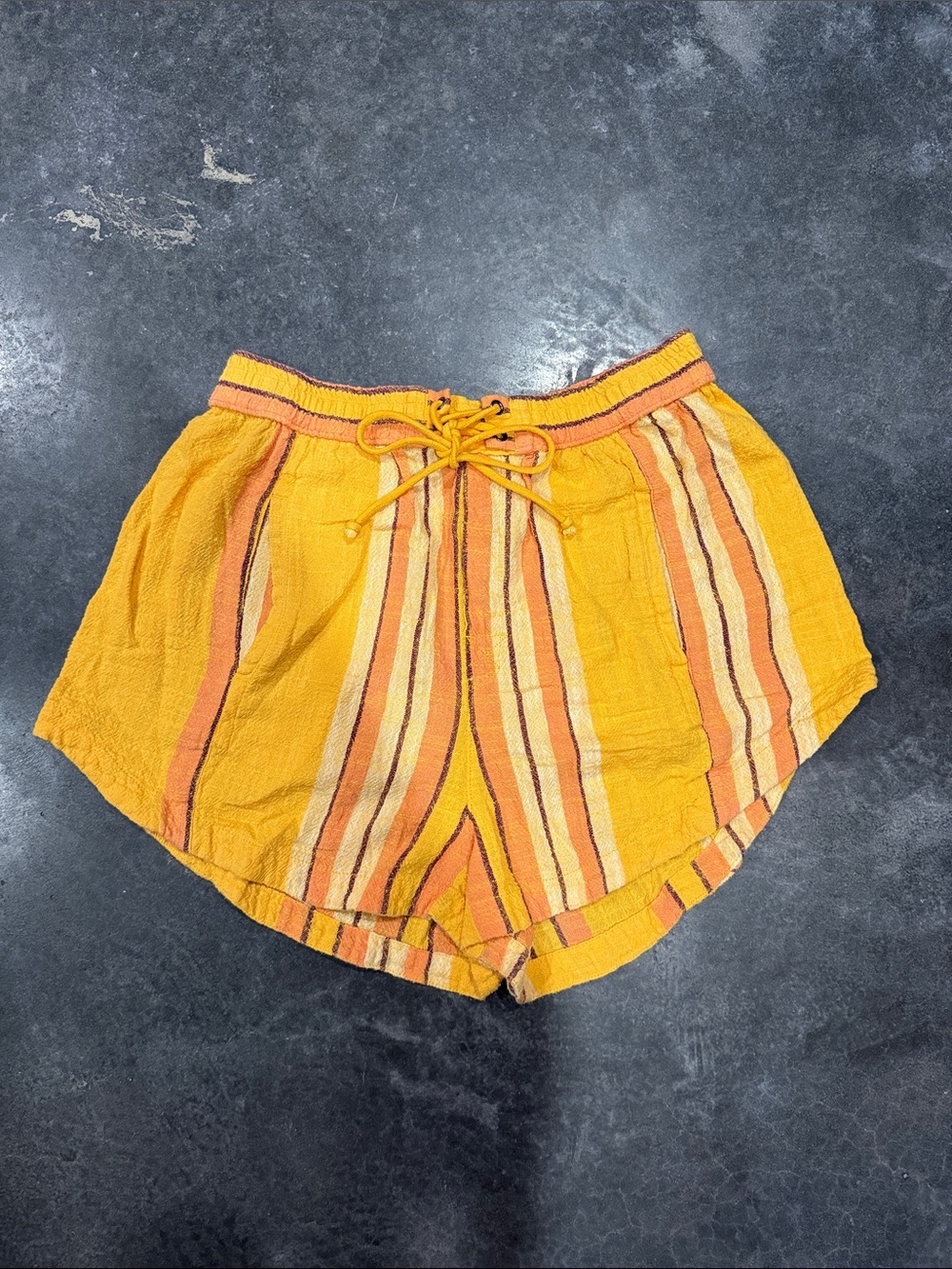 Orange Yellow cream Striped Women’s Drawstring Shorts free people